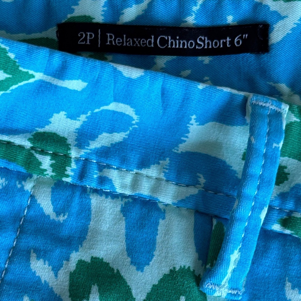 Talbots Relaxed Chino Turquoise & Green Patterned Cotton Shorts - Picture 6 of 12